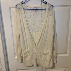 ☆ cream cardigan with lace details ☆